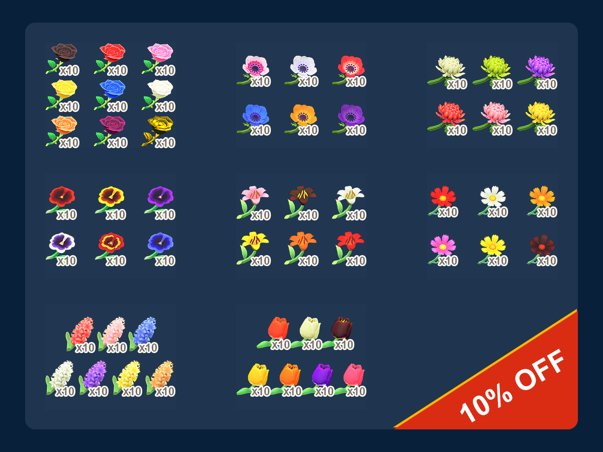 Animal Crossing Items Switch All Flowers Decoration