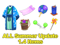 Animal Crossing Items Switch ALL Summer Update 1.4 Items