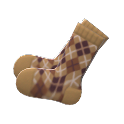 Animal Crossing Items Argyle Crew Socks Beige