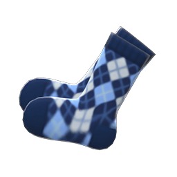 Animal Crossing Items Argyle Crew Socks Blue