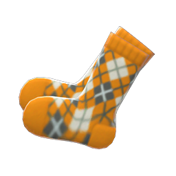 Animal Crossing Items Argyle Crew Socks Orange