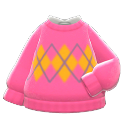 Animal Crossing Items Argyle Sweater Pink