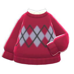 Animal Crossing Items Argyle Sweater Red