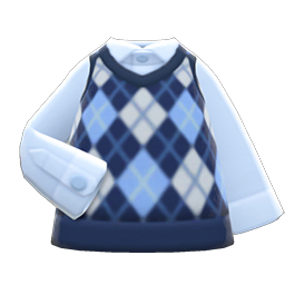 Animal Crossing Items Argyle Vest Blue