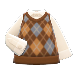 Animal Crossing Items Argyle Vest Brown