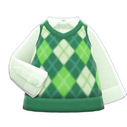 Animal Crossing Items Argyle Vest Green