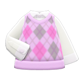 Animal Crossing Items Argyle Vest Pink