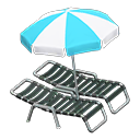 Animal Crossing Items Beach chairs with parasol Aqua & white Parasol color Black