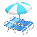 Animal Crossing Items Beach chairs with parasol Aqua & white Parasol color Blue