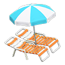 Animal Crossing Items Beach chairs with parasol Aqua & white Parasol color Orange