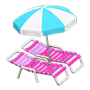 Animal Crossing Items Beach chairs with parasol Aqua & white Parasol color Pink