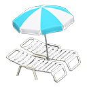 Animal Crossing Items Beach chairs with parasol Aqua & white Parasol color White