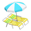 Animal Crossing Items Beach chairs with parasol Aqua & white Parasol color Yellow