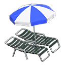 Animal Crossing Items Beach chairs with parasol Blue & white Parasol color Black