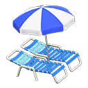 Animal Crossing Items Beach chairs with parasol Blue & white Parasol color Blue