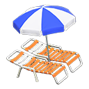 Animal Crossing Items Beach chairs with parasol Blue & white Parasol color Orange