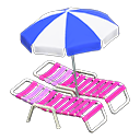 Animal Crossing Items Beach chairs with parasol Blue & white Parasol color Pink