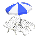 Animal Crossing Items Beach chairs with parasol Blue & white Parasol color White