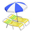 Animal Crossing Items Beach chairs with parasol Blue & white Parasol color Yellow