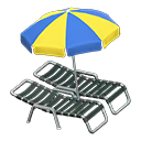 Animal Crossing Items Beach chairs with parasol Blue & yellow Parasol color Black