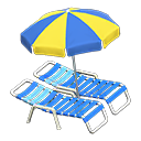 Animal Crossing Items Beach chairs with parasol Blue & yellow Parasol color Blue