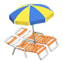 Animal Crossing Items Beach chairs with parasol Blue & yellow Parasol color Orange