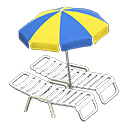 Animal Crossing Items Beach chairs with parasol Blue & yellow Parasol color White