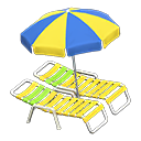 Animal Crossing Items Beach chairs with parasol Blue & yellow Parasol color Yellow