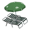 Animal Crossing Items Beach chairs with parasol Green Parasol color Black