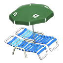 Animal Crossing Items Beach chairs with parasol Green Parasol color Blue