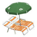 Animal Crossing Items Beach chairs with parasol Green Parasol color Orange