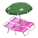 Animal Crossing Items Beach chairs with parasol Green Parasol color Pink