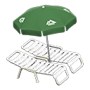 Animal Crossing Items Beach chairs with parasol Green Parasol color White