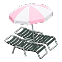 Animal Crossing Items Beach chairs with parasol Pink & white Parasol color Black