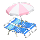 Animal Crossing Items Beach chairs with parasol Pink & white Parasol color Blue