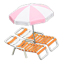 Animal Crossing Items Beach chairs with parasol Pink & white Parasol color Orange