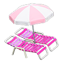 Animal Crossing Items Beach chairs with parasol Pink & white Parasol color Pink