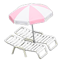 Animal Crossing Items Beach chairs with parasol Pink & white Parasol color White