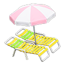 Animal Crossing Items Beach chairs with parasol Pink & white Parasol color Yellow