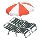 Animal Crossing Items Beach chairs with parasol Red & white Parasol color Black