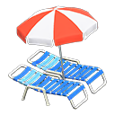 Animal Crossing Items Beach chairs with parasol Red & white Parasol color Blue