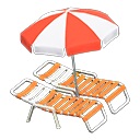 Animal Crossing Items Beach chairs with parasol Red & white Parasol color Orange