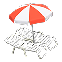 Animal Crossing Items Beach chairs with parasol Red & white Parasol color White