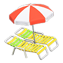 Animal Crossing Items Beach chairs with parasol Red & white Parasol color Yellow