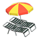 Animal Crossing Items Beach chairs with parasol Red & yellow Parasol color Black