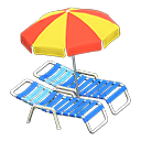 Animal Crossing Items Beach chairs with parasol Red & yellow Parasol color Blue