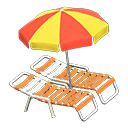 Animal Crossing Items Beach chairs with parasol Red & yellow Parasol color Orange