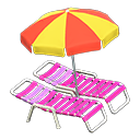 Animal Crossing Items Beach chairs with parasol Red & yellow Parasol color Pink