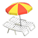 Animal Crossing Items Beach chairs with parasol Red & yellow Parasol color White