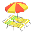 Animal Crossing Items Beach chairs with parasol Red & yellow Parasol color Yellow